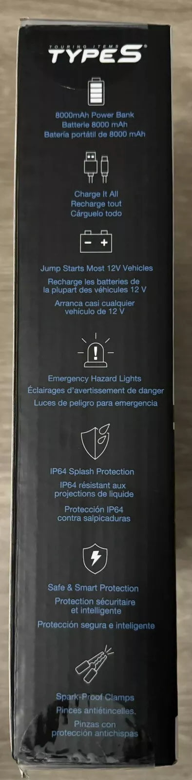 Type S 8000MAH Portable 12V Jumper Starter, Light & Power Bank USB-C,USB-A✅