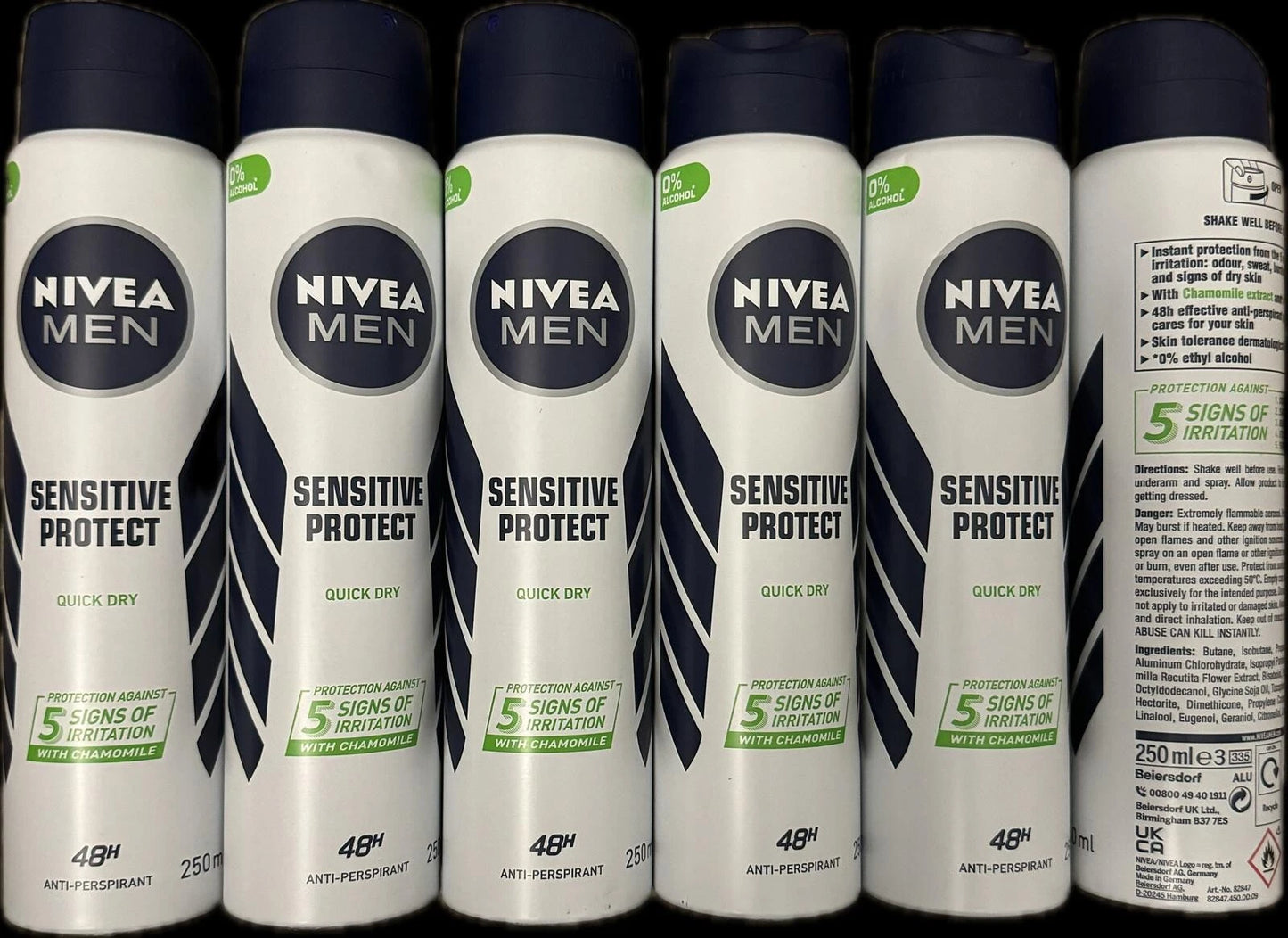 NIVEA Men Sensitive Protect Quick Dry 48h 250ml ( 6 Bottles)