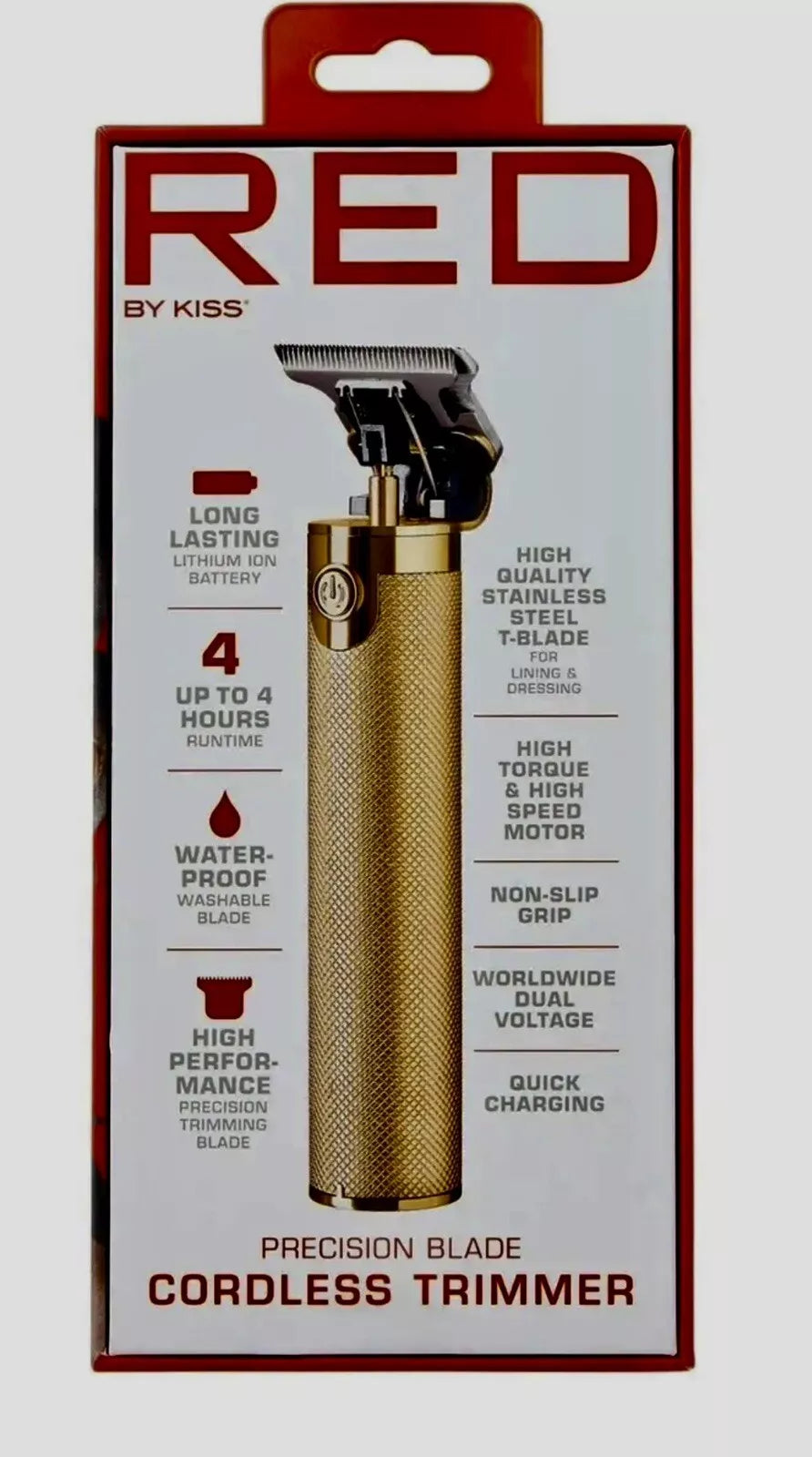 RED by Kiss Precision Blade Cordless Trimmer, Men's Grooming Kit Water 💦 Proof✅