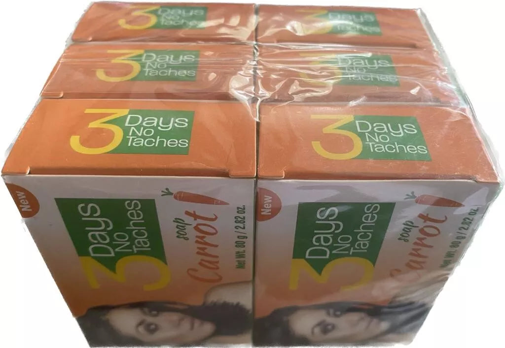 3 DAYS NO TACHES Carrot SOAP (PACK OF 6) Free Shipping ✅