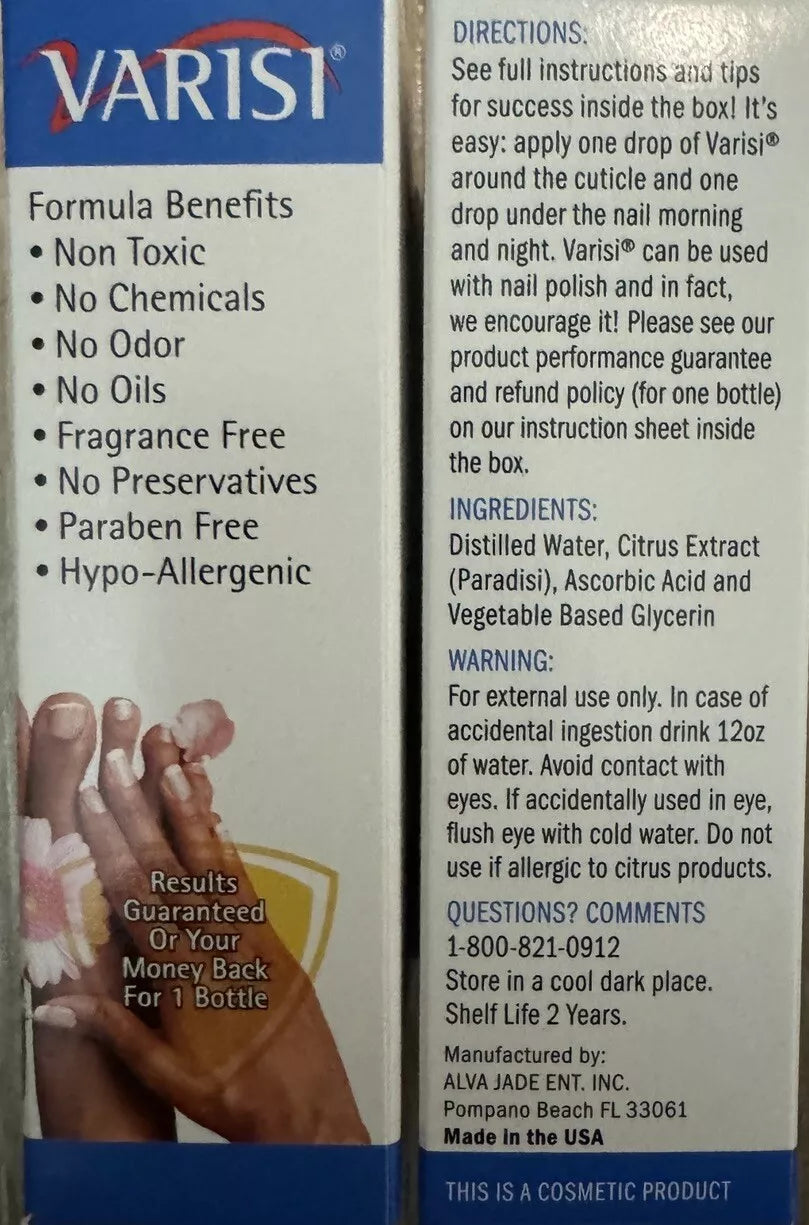 Varisi Nail Solution For Nail Fungus Treatment 0.5oz (Pack of 2) For Health Nail