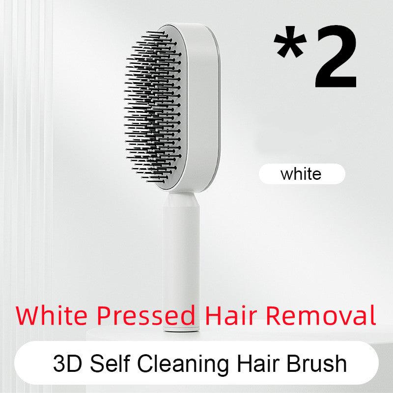 Self Cleaning Hair Brush For Women One-key Cleaning Hair Loss Airbag Massage Scalp Comb Anti-Static Hairbrush - Miami beauty1