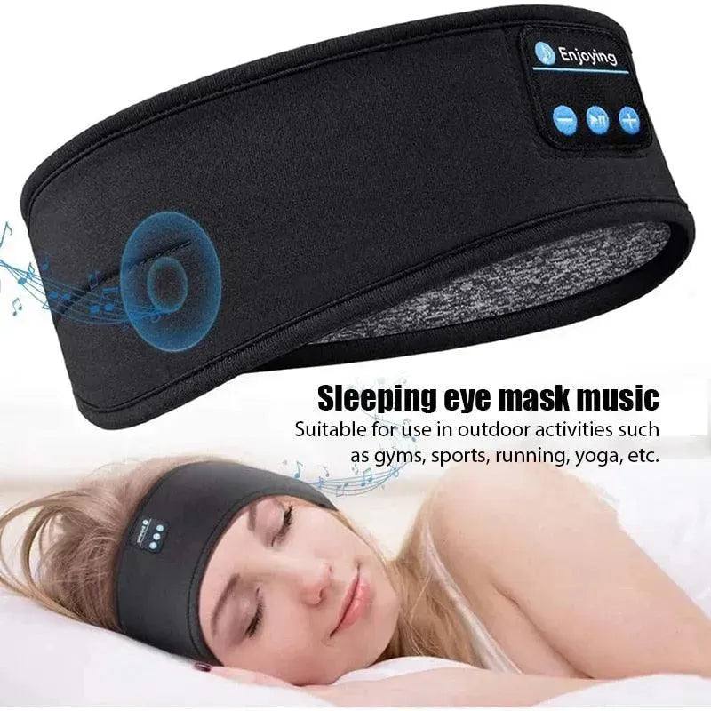 Wireless Bluetooth Sleeping Headphones Headband Thin Soft Elastic Comfortable Music Ear Phones Eye Mask For Side Sleeper Sports - Miami beauty1