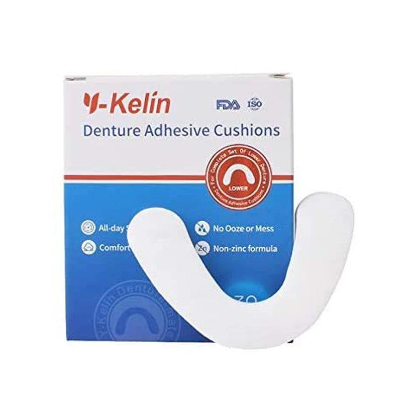 Y-Kelin Lower Denture Adhesive Cushion 60 Pads Strip (Pack of 2) - Miami beauty1