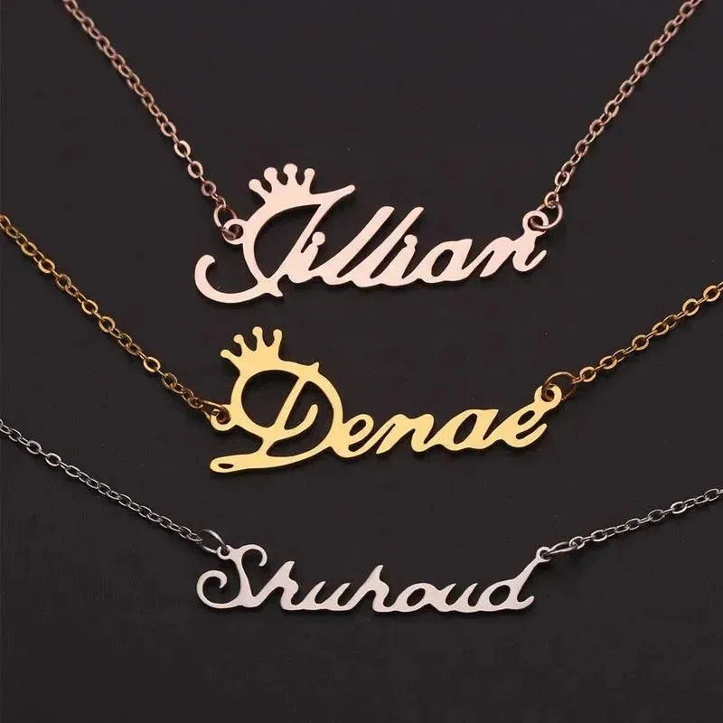 18k Gold Plated Name Necklace Personalized Custom Stainless steel Initial Name Letter Choker for Men Women Jewelry Necklaces - Miami beauty1