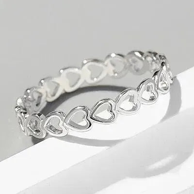 925 Sterling Silver Heart Link Ring - Miami beauty1