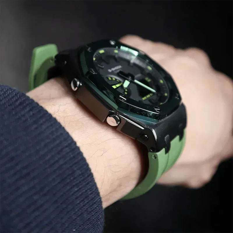 GShock GA2100/2110 Metal Watch Two-tone Green Hulk Case Bezel Strap for casio g shock GA2100 - Miami beauty1