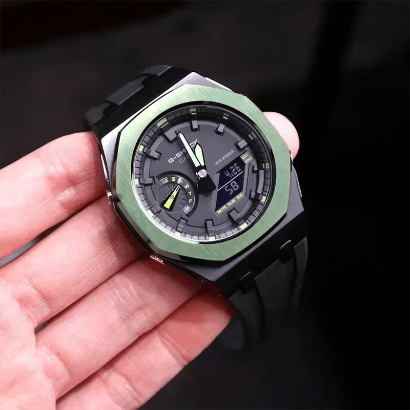 GShock GA2100/2110 Metal Watch Two-tone Green Hulk Case Bezel Strap for casio g shock GA2100 - Miami beauty1