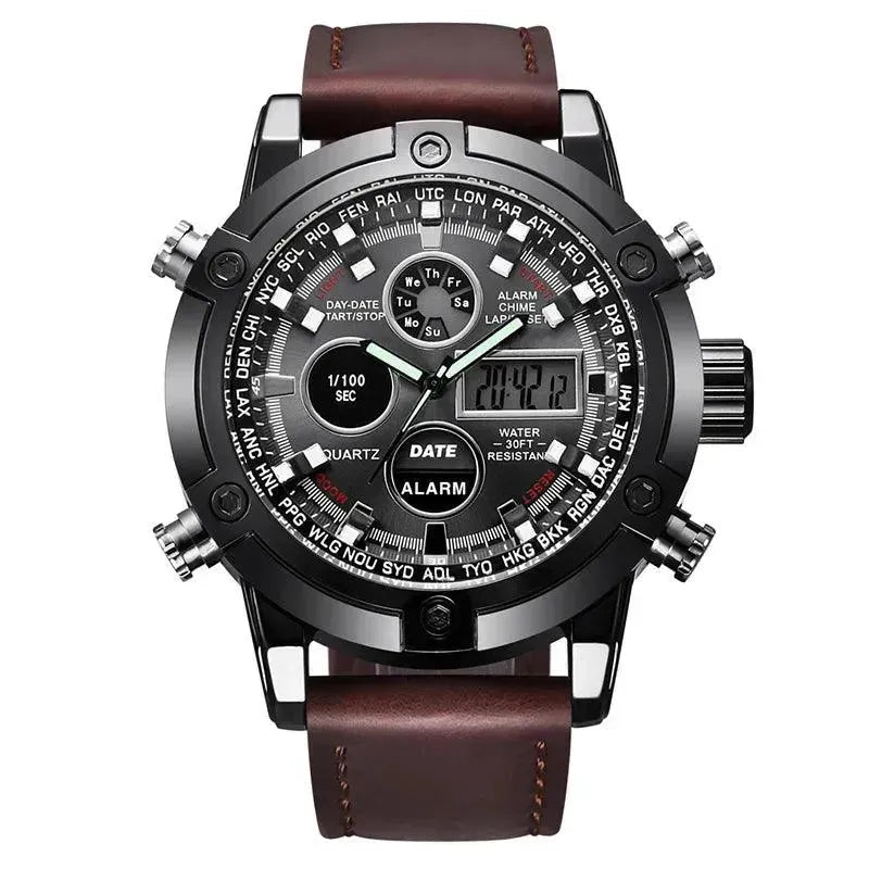 Luxury LED Sport Chronograph Digital Watches Steel Automatic Male Alarm Clock Wristwatch Watches Men Wrist - Miami beauty1