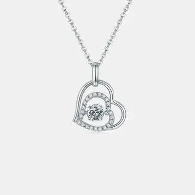 Moissanite 925 Sterling Silver Heart Necklace - Miami beauty1