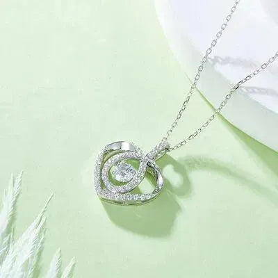 Moissanite 925 Sterling Silver Heart Shape Necklace - Miami beauty1