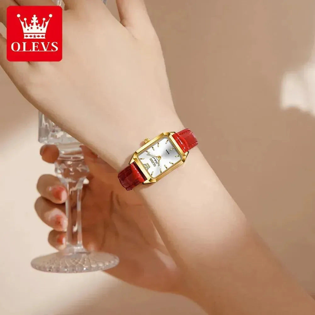 OLEVS 6626 Ladies Luxury Watches Small Face Dial Green Dial Belt Loop Square Women Wrist Watches For Girls - Miami beauty1