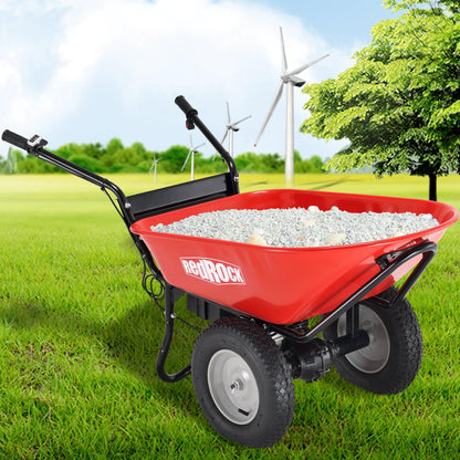 Red Rock Wheelbarrow Utility Cart Electric Powered AGM Battery 330lbs (150kgs) Max Capacity Barrel Dump Material Debris Hauler - Miami beauty1