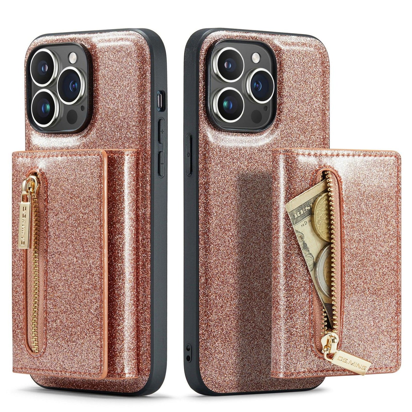 M3 For iPhone 14 Pro Max Glitter Wallet Protective Case iPhone 14 Pro Two In One Magnetic Phone Case - Miami beauty1