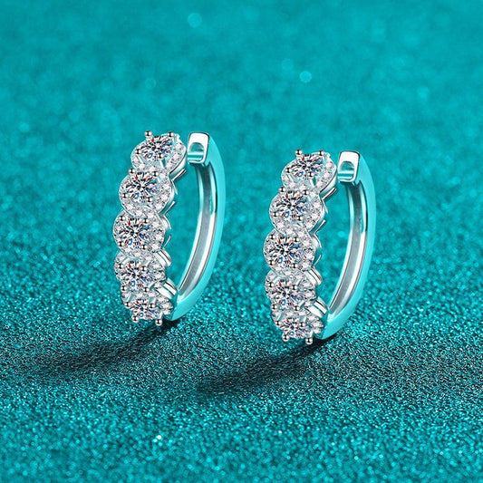 1 Carat Moissanite Zircon 925 Sterling Silver Huggie Earrings - Miami beauty1