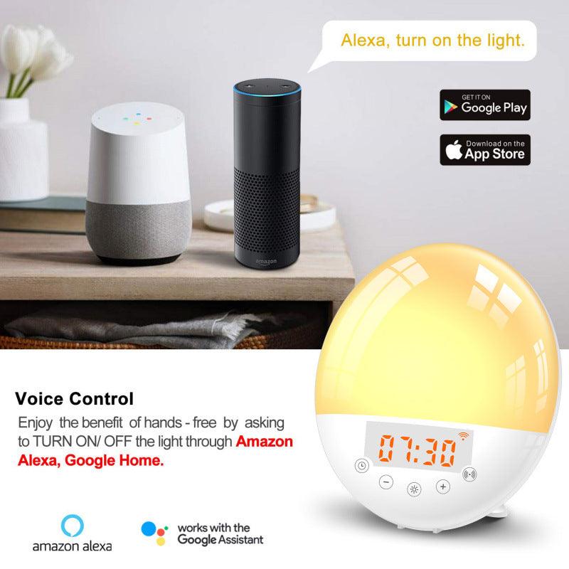 wifi voice control smart wake-up light alarm clock sunrise natural wake-up light - Miami beauty1