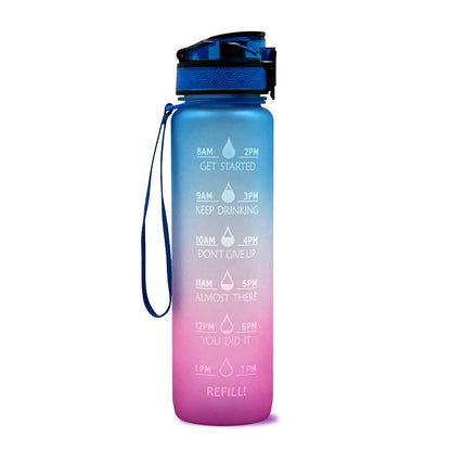 1L Tritan Water Bottle With Time Marker Bounce Cover Motivational Water Bottle Cycling Leakproof Cup For Sports Fitness Bottles - Miami beauty1