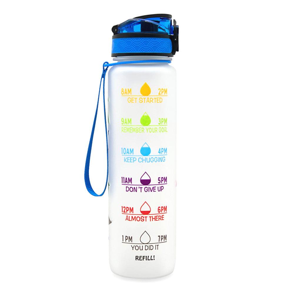 1L Tritan Water Bottle With Time Marker Bounce Cover Motivational Water Bottle Cycling Leakproof Cup For Sports Fitness Bottles - Miami beauty1