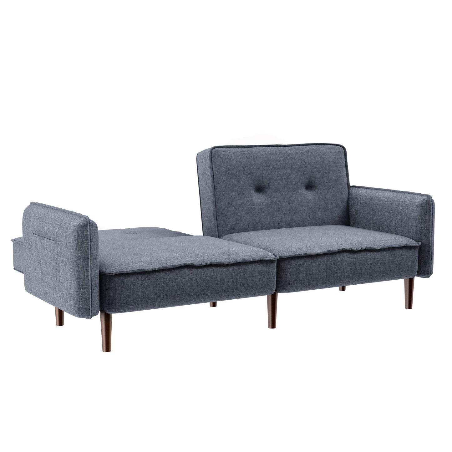 Futon Sofa bed with Solid Wood Leg in Grey Fabric - Miami beauty1