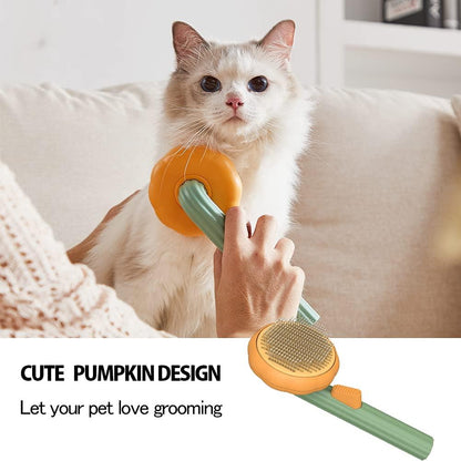 Pet Pumpkin Brush, Pet Grooming Self Cleaning Slicker Brush For Dogs Cats Puppy Rabbit, Cat Brush Grooming Gently Removes Loose Undercoat, Mats Tangled Hair Slicker Brush - Miami beauty1