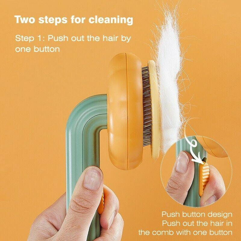 Pet Pumpkin Brush, Pet Grooming Self Cleaning Slicker Brush For Dogs Cats Puppy Rabbit, Cat Brush Grooming Gently Removes Loose Undercoat, Mats Tangled Hair Slicker Brush - Miami beauty1