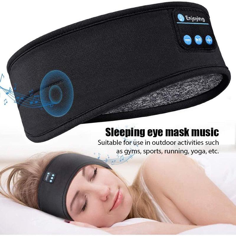 Wireless Bluetooth Sleeping Headphones Headband Thin Soft Elastic Comfortable Music Ear Phones Eye Mask For Side Sleeper Sports - Miami beauty1