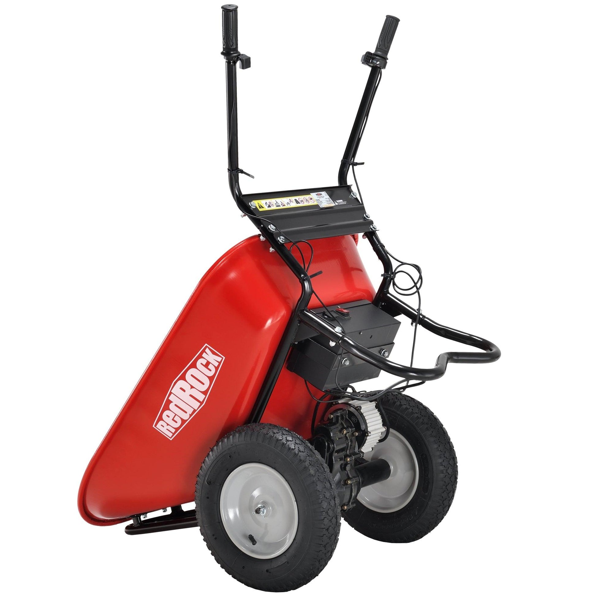 Red Rock Wheelbarrow Utility Cart Electric Powered AGM Battery 330lbs (150kgs) Max Capacity Barrel Dump Material Debris Hauler - Miami beauty1