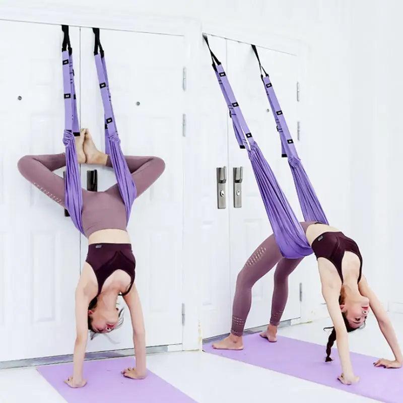 Adjustable Aerial Yoga Strap Elastic Stretch Door Hanging Yoga Belts Hammock Swing Aerial Yoga Rope Fitness Device For Women - Miami beauty1