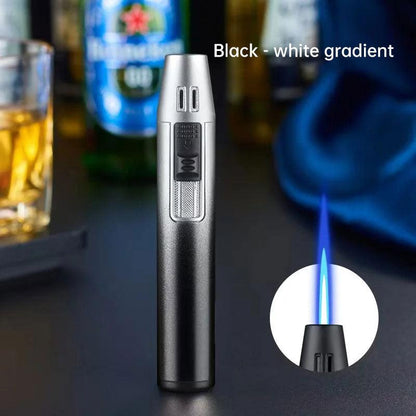 Pen Metal Lighter Mini Spray Gun Inflatable Windproof Butane Gas Lighter Adjustable Straight Shot Blue Flame Cigarette Tools - Miami beauty1