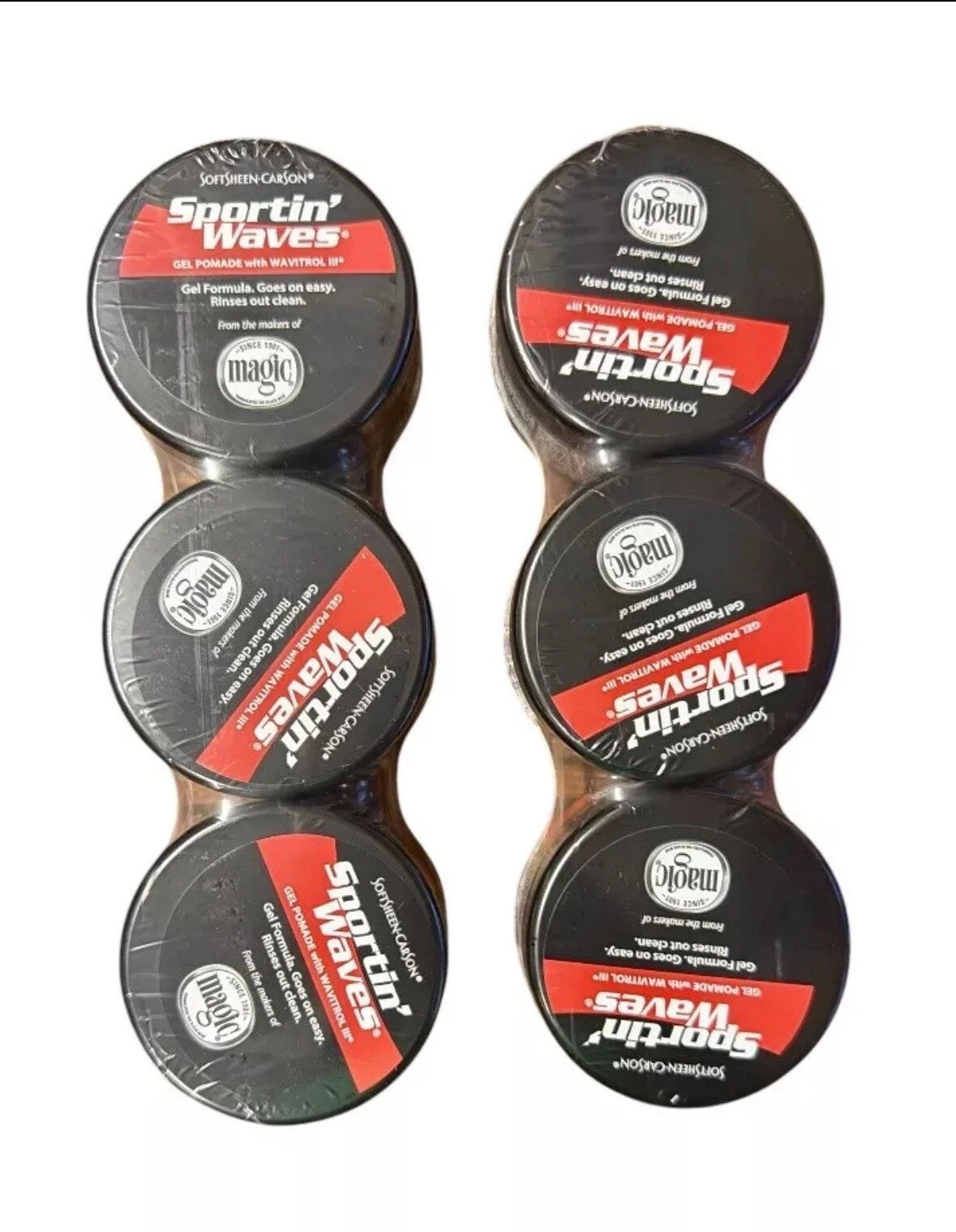 Soft Sheen-Carson Sportin Waves Gel Pomade With Wavitrol III 3.5 oz.6 jars