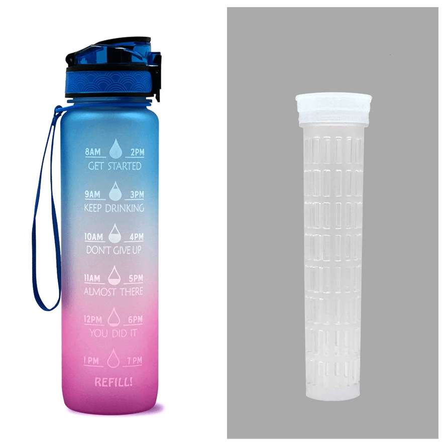 1L Tritan Water Bottle With Time Marker Bounce Cover Motivational Water Bottle Cycling Leakproof Cup For Sports Fitness Bottles - Miami beauty1