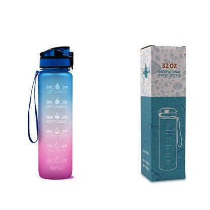 1L Tritan Water Bottle With Time Marker Bounce Cover Motivational Water Bottle Cycling Leakproof Cup For Sports Fitness Bottles - Miami beauty1