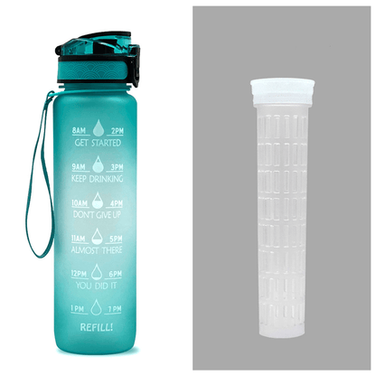 1L Tritan Water Bottle With Time Marker Bounce Cover Motivational Water Bottle Cycling Leakproof Cup For Sports Fitness Bottles - Miami beauty1