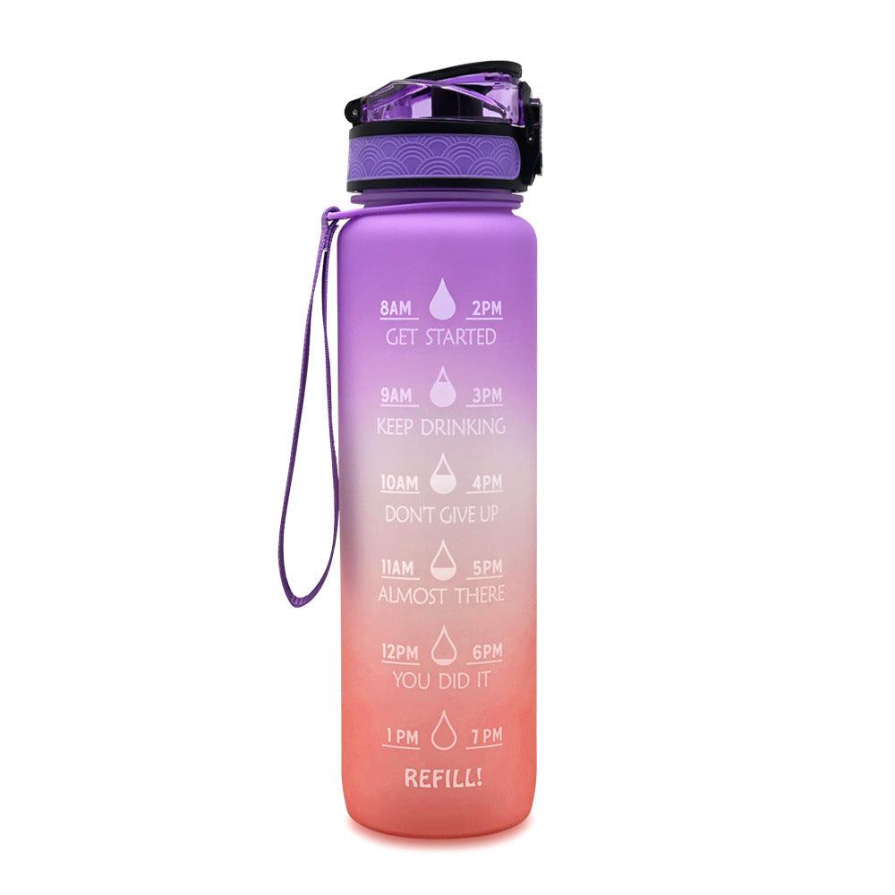 1L Tritan Water Bottle With Time Marker Bounce Cover Motivational Water Bottle Cycling Leakproof Cup For Sports Fitness Bottles - Miami beauty1