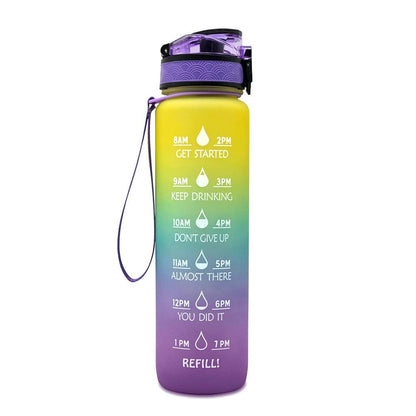 1L Tritan Water Bottle With Time Marker Bounce Cover Motivational Water Bottle Cycling Leakproof Cup For Sports Fitness Bottles - Miami beauty1