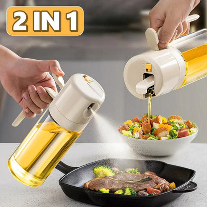 2 In 1 Oil Sprayer Bottle BBQ Cooking Oil Dispenser Olive Oil Pourers Sprayer Kitchen Baking Oil Mister Vinegar Bottle - Miami beauty1