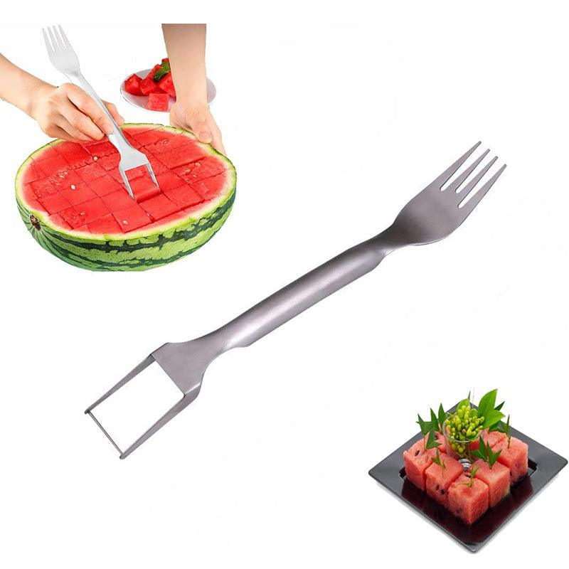 2 In 1 Watermelon Fork Slicer Multi-purpose Stainless Steel Watermelon Slicer Cutter Kitchen Fruit Cutting Fork Fruit Divider Kitchen Gadgets - Miami beauty1