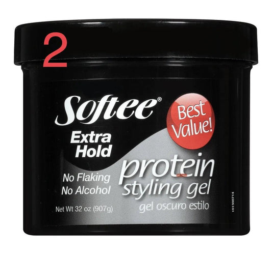 2 jar Softee Extra Hold Protein Styling Gel 32oz No Flaking&Alcohol With Nice Smell✅ - Miami beauty1