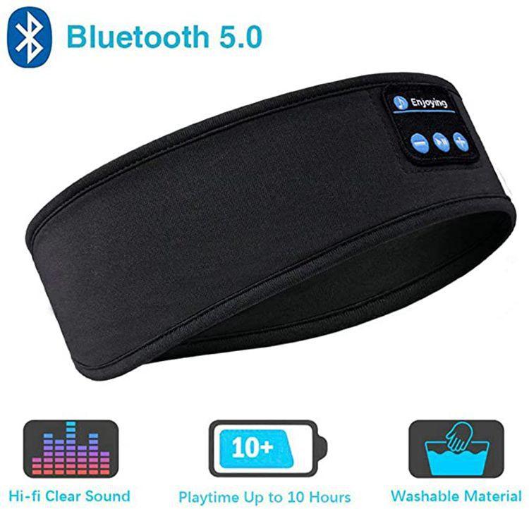 Wireless Bluetooth Sleeping Headphones Headband Thin Soft Elastic Comfortable Music Ear Phones Eye Mask For Side Sleeper Sports - Miami beauty1