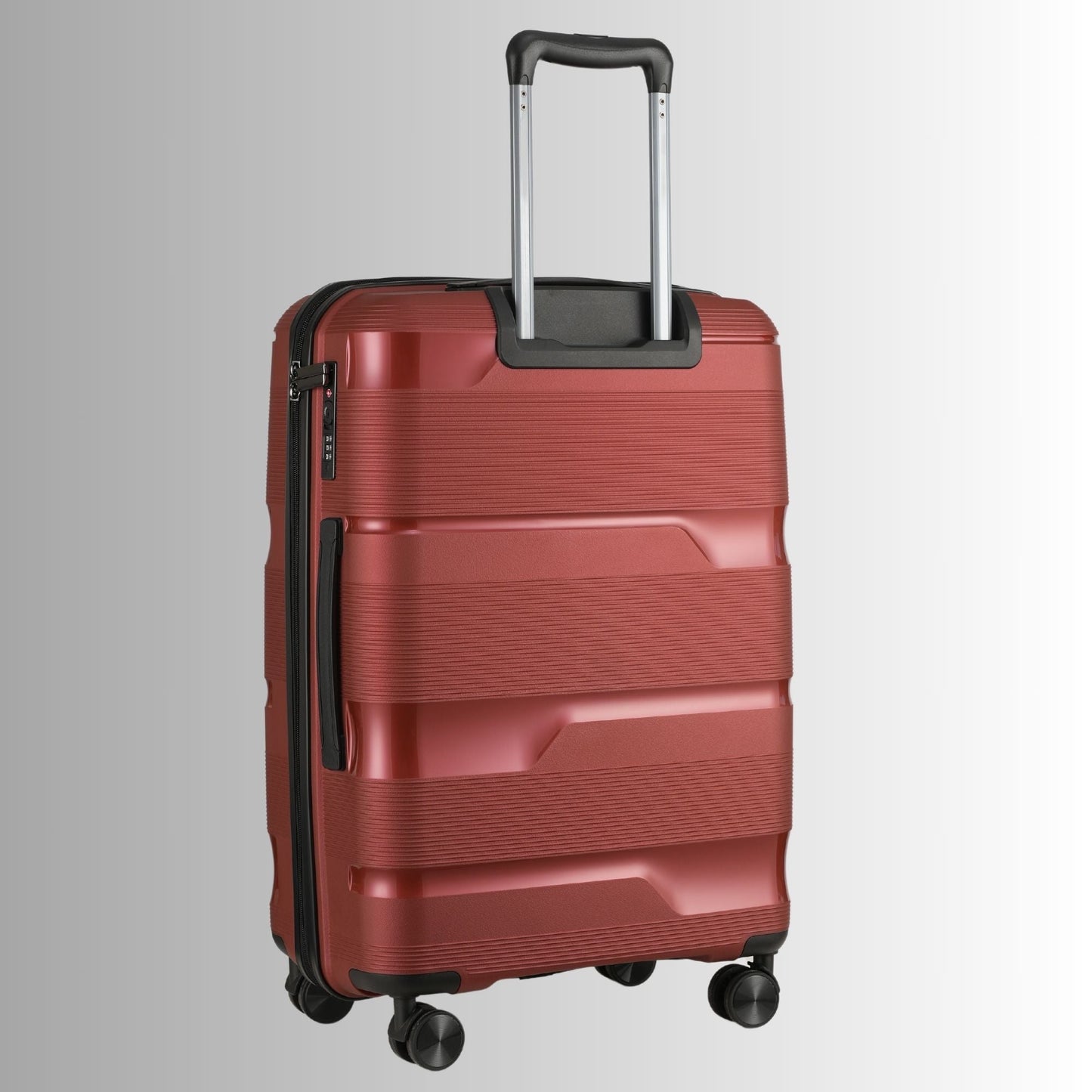 24-inch Red Hardcase Roller Luggage with 360° Wheels & TSA Lock
