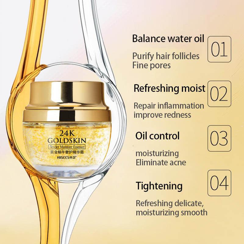 24K Gold Face Cream Dry Skin Care Whitening Snail Brightening - Miami beauty1