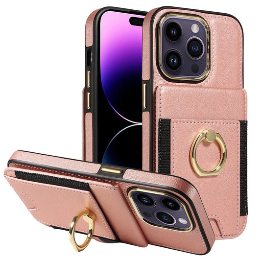 Suitable for iPhone 15Pro back cover phone case Apple 14 wallet iPhone 13 new ring protection leather case - Miami beauty1