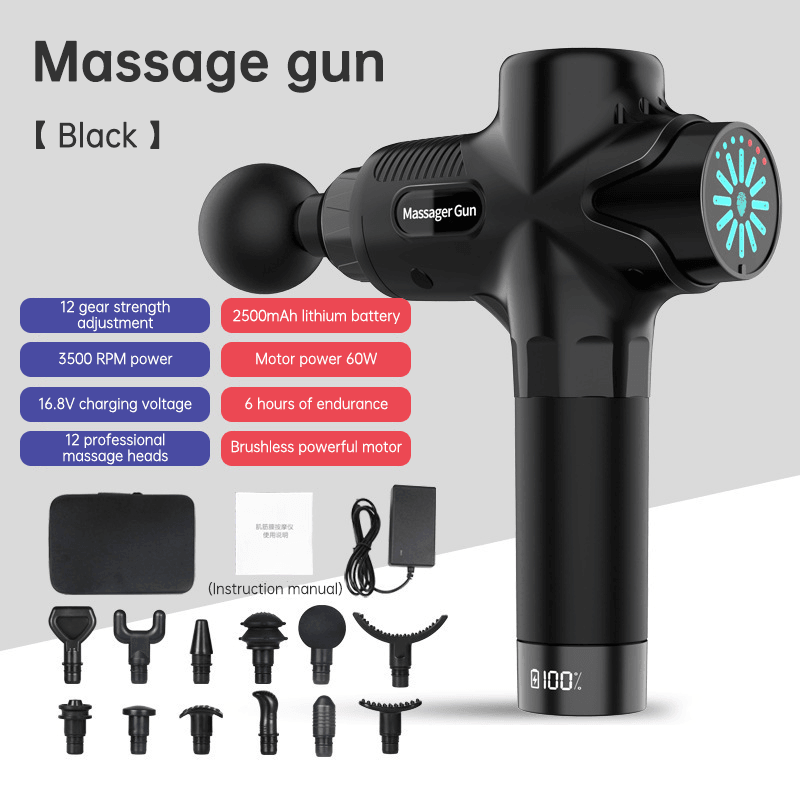 24V  Lcd Touch Adjustment 12 Gears Lcd Screen Sports Muscle Deep Tissu Fascia Mini Massage Gun With Lcd Display