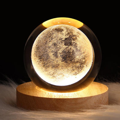 LED Night Light Galaxy Crystal Ball Table Lamp 3D Planet Moon Lamp Bedroom Home Decor For Kids Party Children Birthday Gifts - Miami beauty1