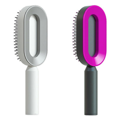 Self Cleaning Hair Brush For Women One-key Cleaning Hair Loss Airbag Massage Scalp Comb Anti-Static Hairbrush - Miami beauty1