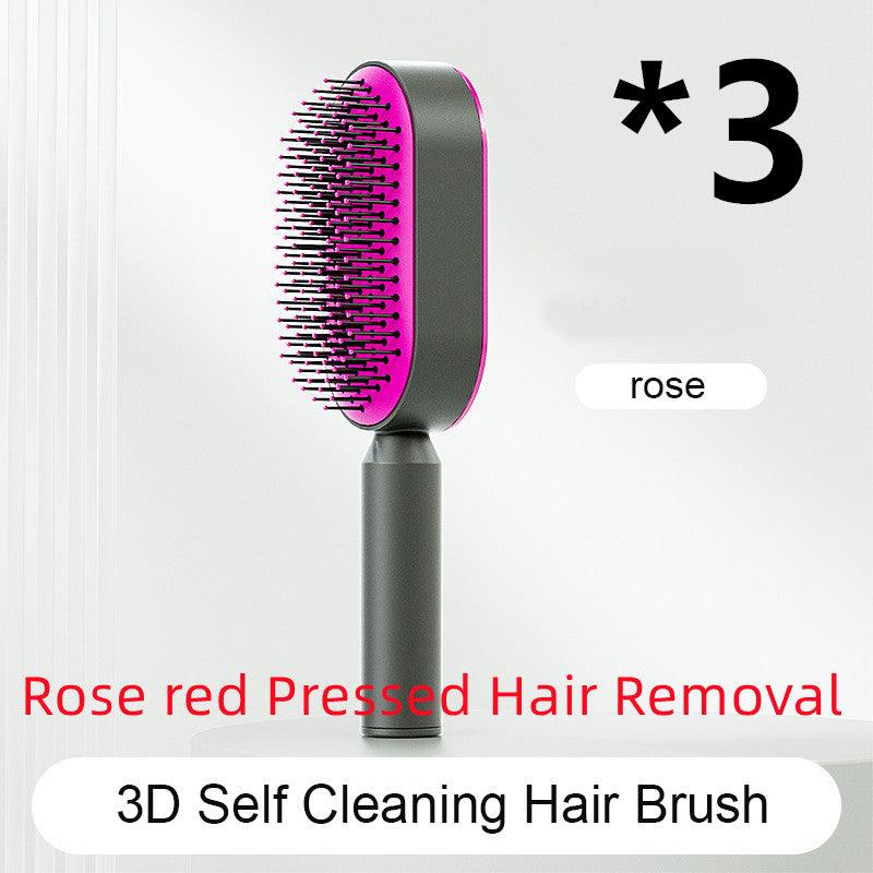 Self Cleaning Hair Brush For Women One-key Cleaning Hair Loss Airbag Massage Scalp Comb Anti-Static Hairbrush - Miami beauty1