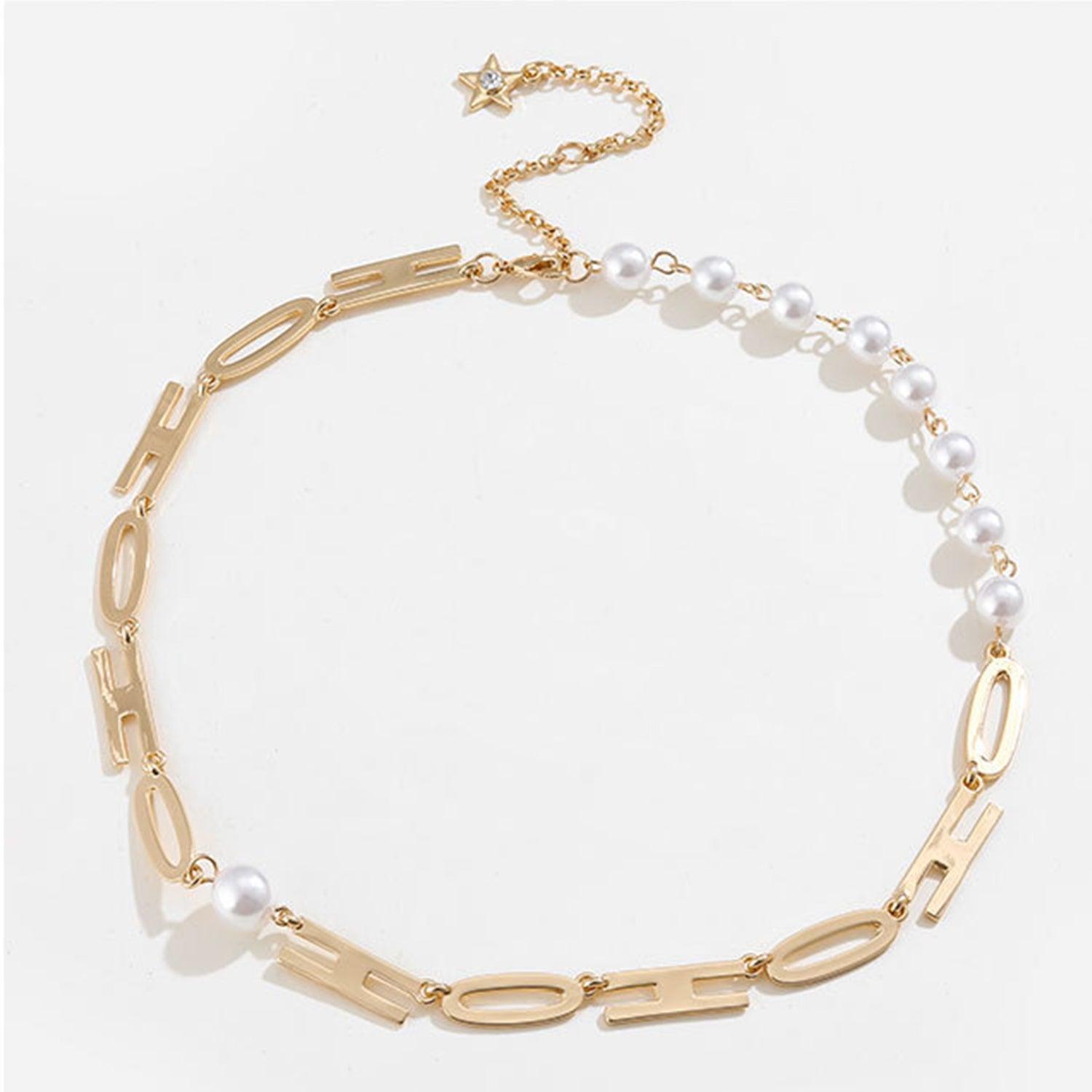 Gold-Plated Pearl Necklace - Miami beauty1