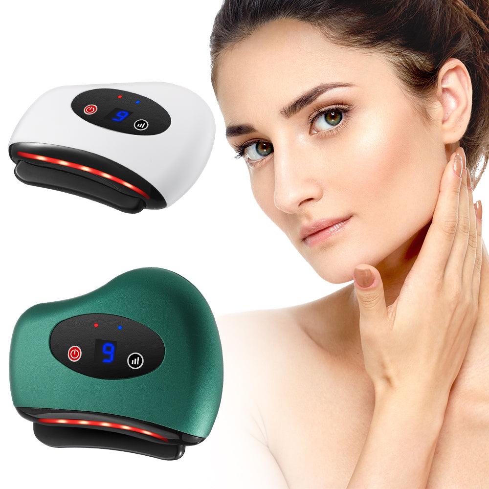 Eletric Bianstone Gua Sha Board Tools Hot Compress Heating Vibration Back Facial Massager Meridian Lymphatic Drainage Scraping Heating Vibration Scraping Neck Face Skin Lifting Removal Wrinkle Tool - Miami beauty1