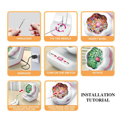 Electric automatic beading machine beading bowl DIY manual beading machine soft ceramic rice bead beading tool beading tool - Miami beauty1