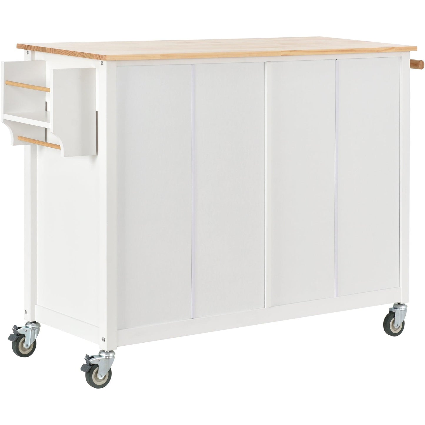 Kitchen Island Cart with Solid Wood Top and Locking Wheels 54.3 Inch Width (White) - Miami beauty1